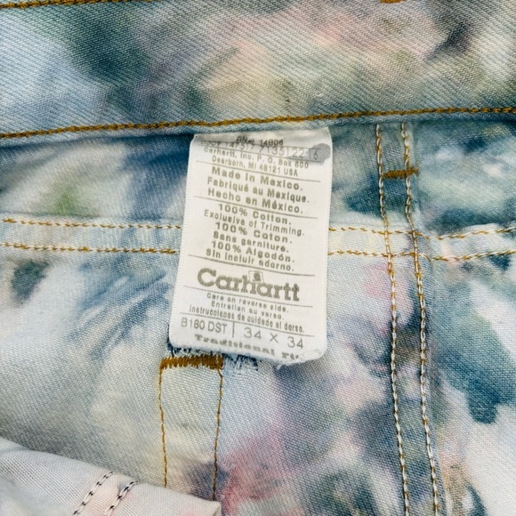 Carhartt Tie Dye w/ Patches Multicolor Men’s Straight leg Semi Distressed Jeans - Picture 5 of 16